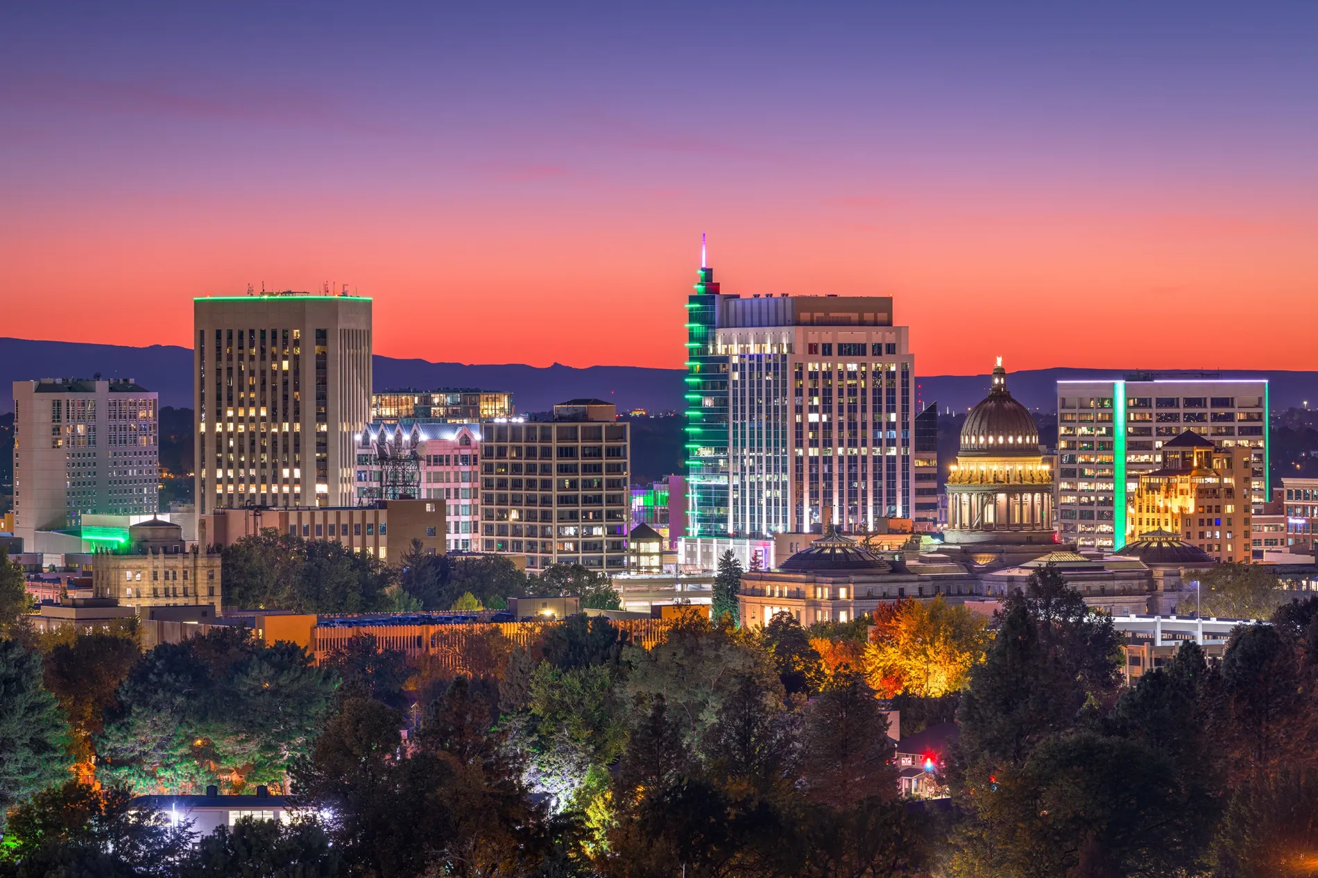boise idaho cityscape at twilight