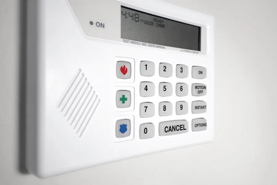 close up of alarm system panel