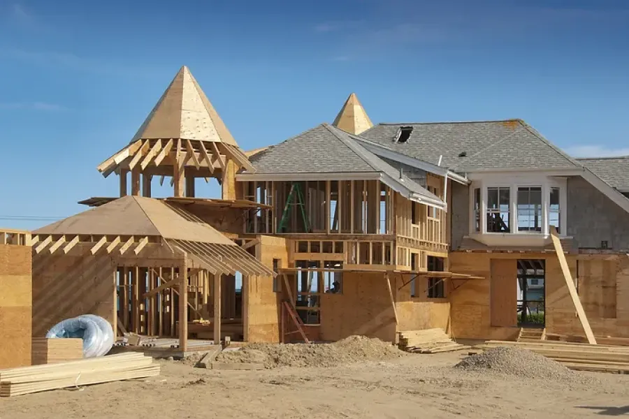 wood frame of house under construction