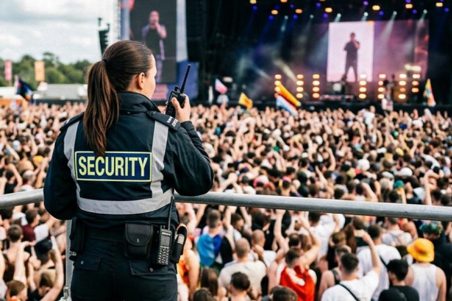 female security officer at concert