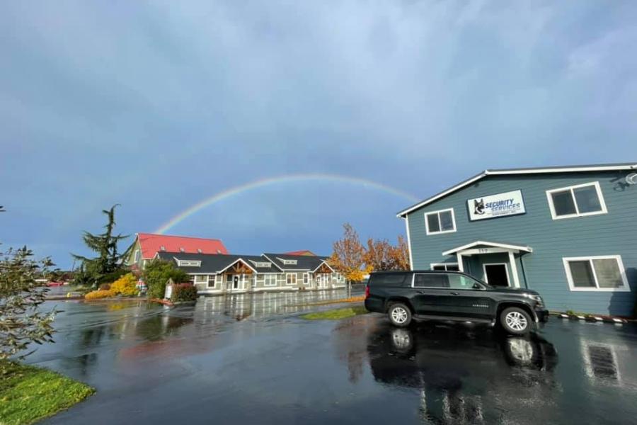 rainbow over ssnw heqdquarters in sequim