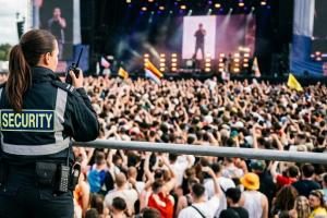 female security officer at concert