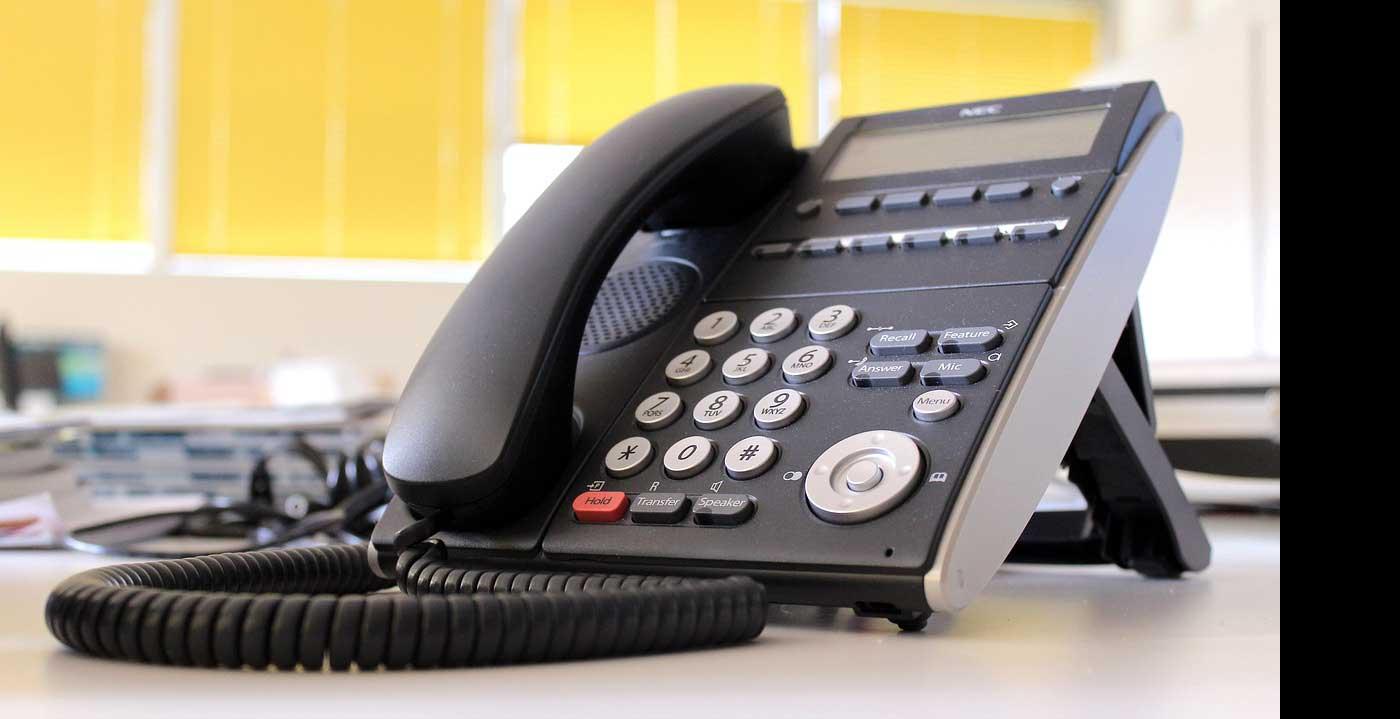 close up of desk phone