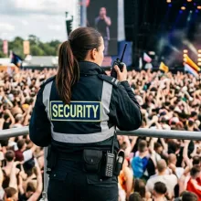 female security officer at concert