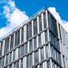 office building with blue sky background