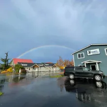 rainbow over ssnw heqdquarters in sequim