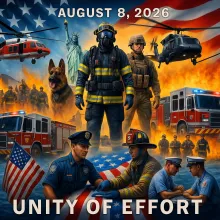 collage of first responders with text Unity of Effort - August 8, 2026