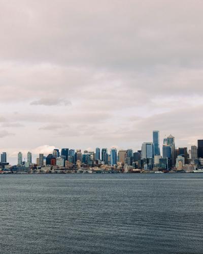 view of downtown seattle from water