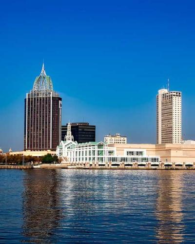 urban landscape wide angle view of mobile, alabama