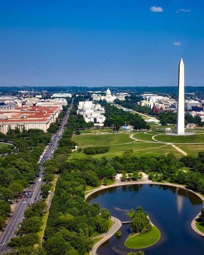 wide angle view of washington dc buildings