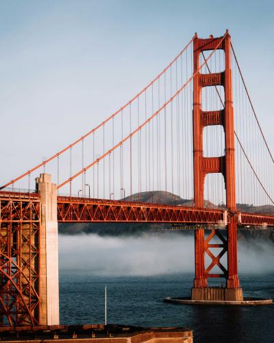 golden gate bridge surrounded by fog