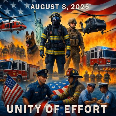 collage of first responders with text Unity of Effort - August 8, 2026